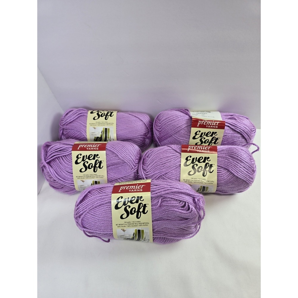 5 Premier Yarns Ever Soft Lavender 70-27 Medium 4 Acrylic Yarn 3oz 158yd Skeins
